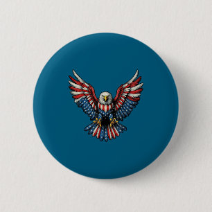 Amerikaanse Vlag Steelaar Patriottische Kunst Ronde Button 5,7 Cm