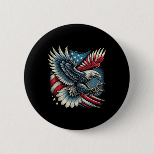 Amerikaanse Vlag Steenarend 4 juli Amerikaanse Pat Ronde Button 5,7 Cm