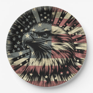 Amerikaanse Vlag Steenarend Patriottisch  Papieren Bordje