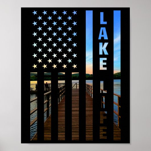 Amerikaanse Vlag Steiger Zonsondergang Power Boot Poster (Voorkant)