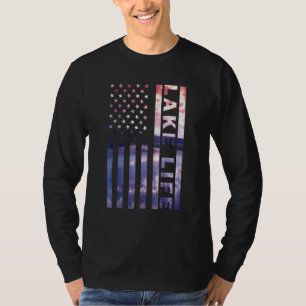 Amerikaanse Vlag Steiger Zonsondergang Wakeboarder T-shirt