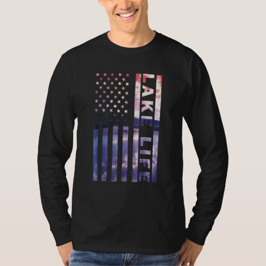 Amerikaanse Vlag Steiger Zonsondergang Wakeboarder T-shirt (Voorkant)