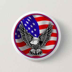Amerikaanse Vlag Stekelkop Verenigde Staten Knop B Ronde Button 5,7 Cm