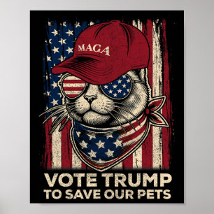 Amerikaanse vlag stemt Trump om onze huisdieren te Poster