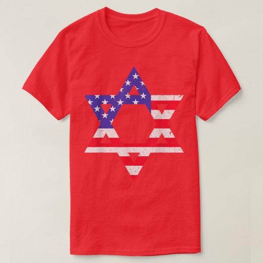 Amerikaanse vlag Ster van David Jewish Hanukkah T- T-shirt (Design voorkant)