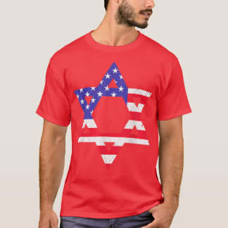 Amerikaanse vlag Ster van David Jewish Hanukkah T- T-shirt