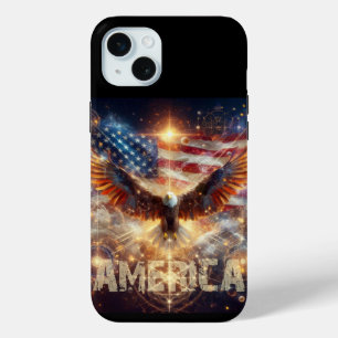 Amerikaanse vlag - Sterren en strepen - Bald Eagle iPhone 15 Mini Hoesje