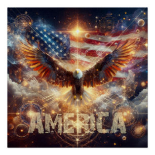 Amerikaanse vlag - Sterren en strepen - Bald Eagle Perfect Poster