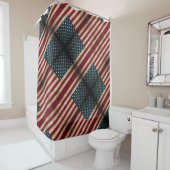 Amerikaanse vlag sterren en strepen douchegordijn (In situ)