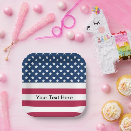 Amerikaanse vlag sterren en strepen papieren bordje (Feest)