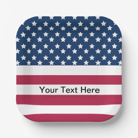 Amerikaanse vlag sterren en strepen papieren bordje (Voorkant)