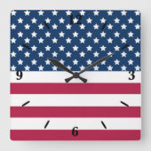 Amerikaanse vlag sterren en strepen vierkante klok (Voorkant)