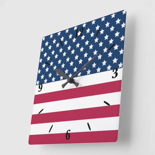 Amerikaanse vlag sterren en strepen vierkante klok (Hoek)