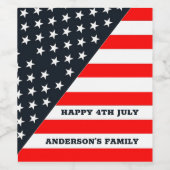 Amerikaanse vlag sterren en strepen wijn etiket (Enkel label)