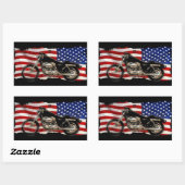Amerikaanse vlag, sterren en strips, motorfiets, m rechthoekige sticker (Vel)