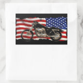 Amerikaanse vlag, sterren en strips, motorfiets, m rechthoekige sticker (Tas)