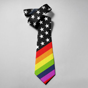Amerikaanse vlag sterren met LGBT vlag kleuren Stropdas