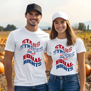 Amerikaanse vlag sterren strepen en gelijke rechte t-shirt