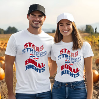 Amerikaanse vlag sterren strepen en gelijke rechte t-shirt