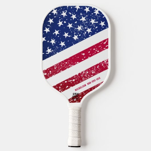 Amerikaanse vlag sterren & strepen gepersonaliseer pickleball paddle (Achterkant)