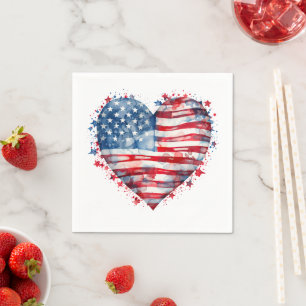 Amerikaanse vlag sterren strepen hart patriottisch servet