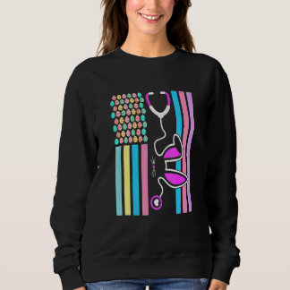 Amerikaanse vlag Stethoscoop Bunny Nurse Doctor Trui