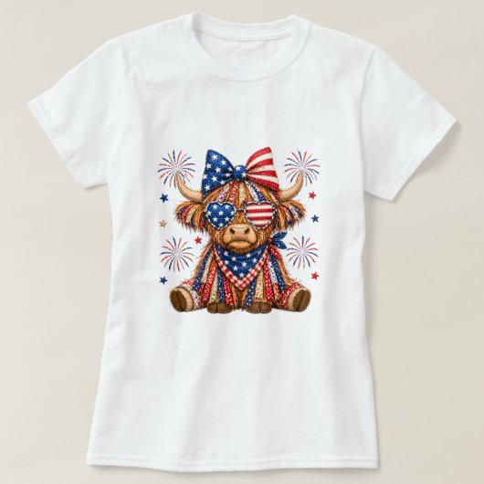 Amerikaanse Vlag Stier Dames T-Shirt (Design voorkant)