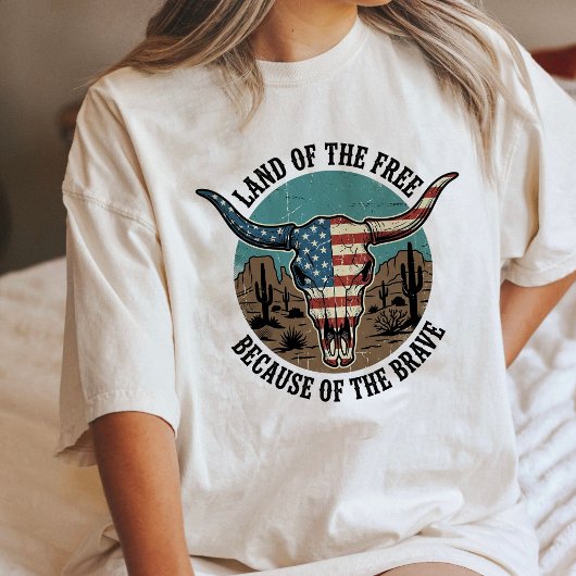 Amerikaanse Vlag Stier Schedel Woestijn Trots Tri-Blend Shirt