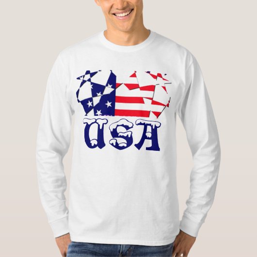 Amerikaanse vlag Stijlvolle Mode lange hoes T T-shirt (Voorkant)