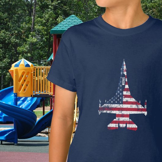 Amerikaanse vlag straaljager vliegtuig & aangepast t-shirt