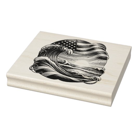 Amerikaanse Vlag Strand Wave Sunset Patriottische  Rubberstempel (Stempel)