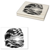 Amerikaanse Vlag Strand Wave Sunset Patriottische  Rubberstempel (Gestempeld)