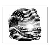 Amerikaanse Vlag Strand Wave Sunset Patriottische  Rubberstempel (Afrduk)