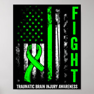 Amerikaanse vlag strijd traumatisch hersenletsel poster
