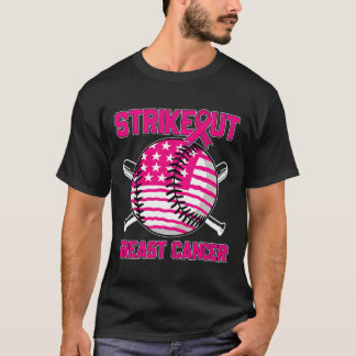 Amerikaanse vlag Strikeout Borstkanker Baseball T- T-shirt