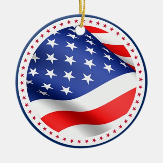 Amerikaanse vlag Stripes America Patriotic Kerstmi Keramisch Ornament (Voorkant)
