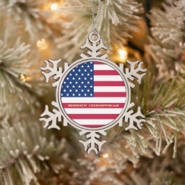 Amerikaanse vlag Stripes American Patriotic Holida Tin Sneeuwvlok Ornament