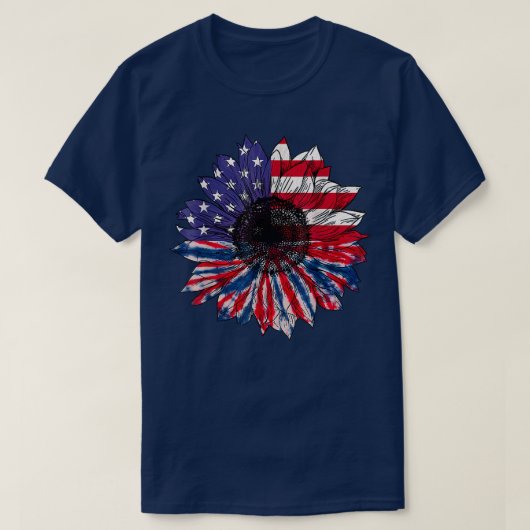 Amerikaanse vlag Sunflower Red White Blue Tie Dye  T-shirt (Design voorkant)