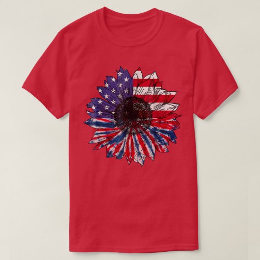 Amerikaanse vlag Sunflower Red White Blue Tie Dye  T-shirt (Design voorkant)