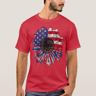 Amerikaanse vlag Sunflower Red White Blue Tie Dye  T-shirt