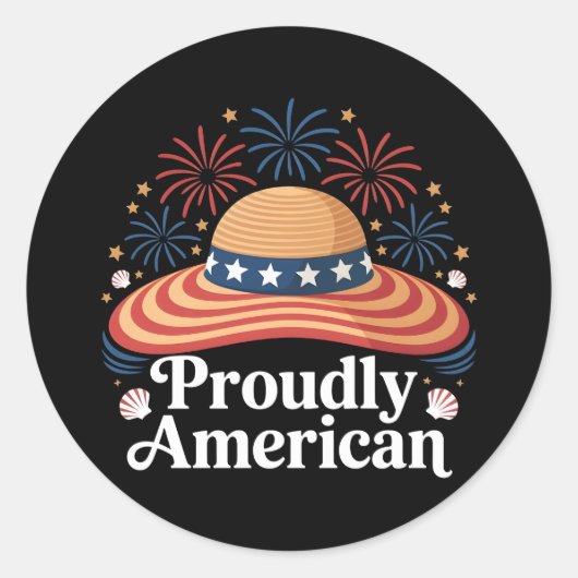 Amerikaanse vlag Sunhat - Trots Amerikaans Ronde Sticker (Voorkant)