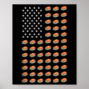 Amerikaanse Vlag Sushi Eten Usa Patriottisme Patri Poster