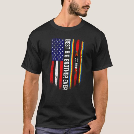 Amerikaanse vlag & Swaziland vlag Beste Big Brothe T-shirt (Voorkant)