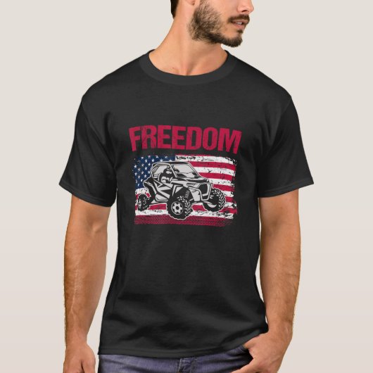 Amerikaanse vlag SXS UTV Off Road Racing Outdoor T-shirt (Voorkant)