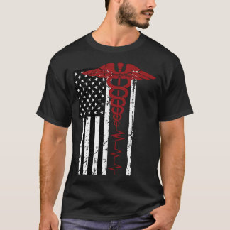 Amerikaanse vlag Symbool Black Patriotic Caduceus T-shirt