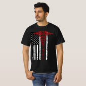 Amerikaanse vlag Symbool Black Patriotic Caduceus  T-shirt (Voorkant volledig)
