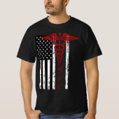 Amerikaanse vlag Symbool Black Patriotic Caduceus T-shirt (Voorkant)