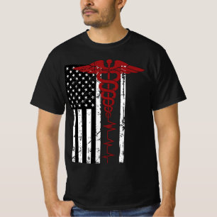 Amerikaanse vlag Symbool Black Patriotic Caduceus  T-shirt