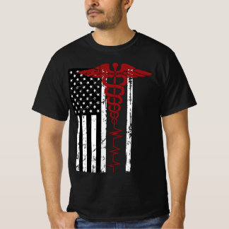 Amerikaanse vlag Symbool Black Patriotic Caduceus  T-shirt