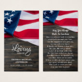 Amerikaanse vlag Sympathie Funeral Memorial Prayer Visitekaartje (Voorkant /achterkant)